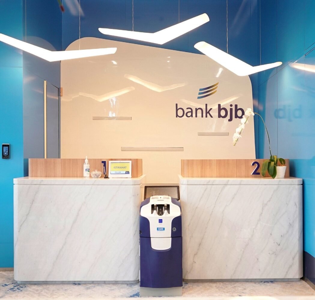 bank bjb teller counter with marble front